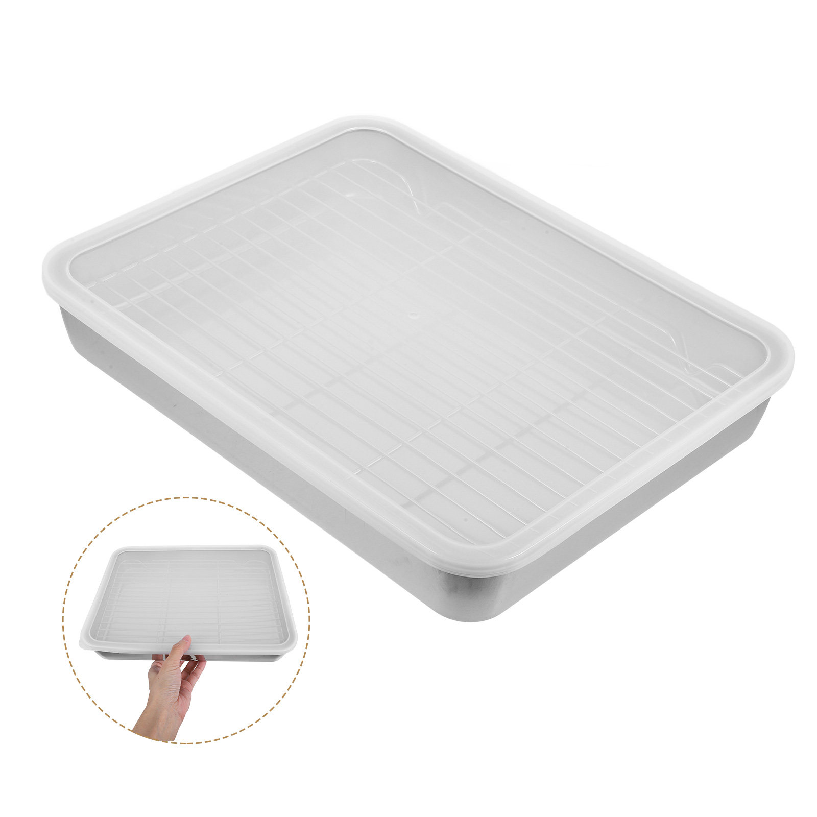 Camping Cooking Tray - Assadeira Retangular de Aço Inoxidável com