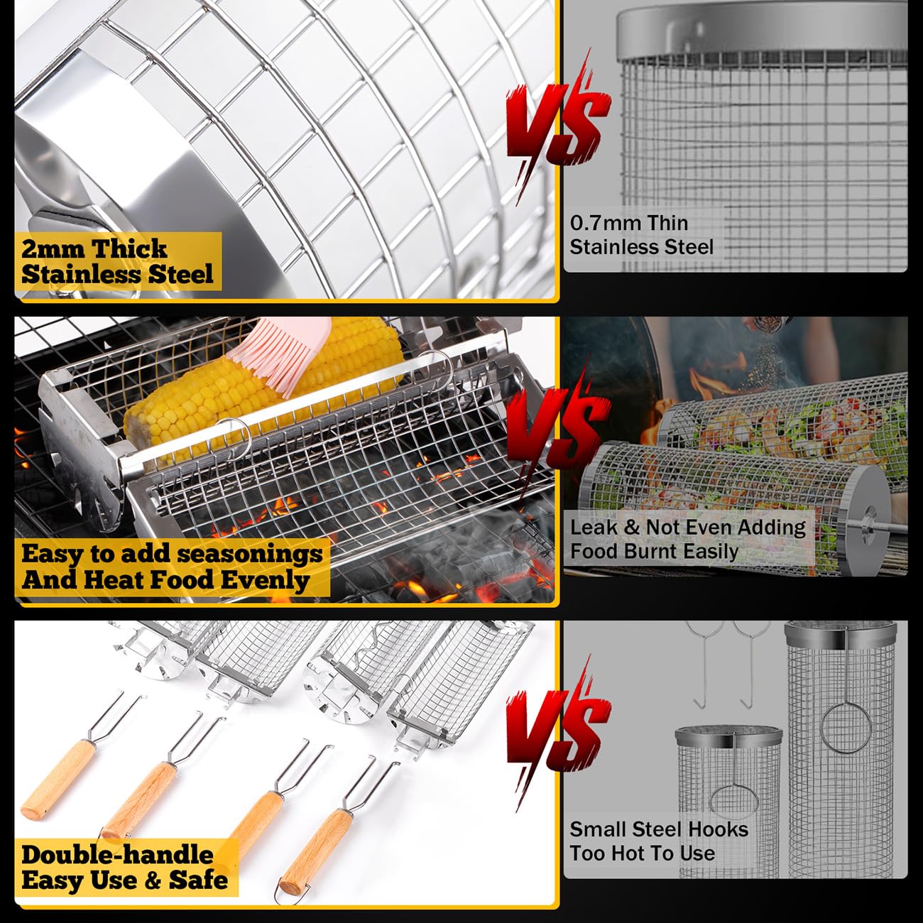 Buyies cesta de grelha rolante - Camping Cooking Basket avaliação e preço